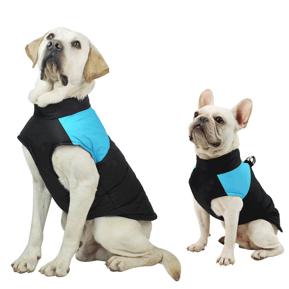  Vest type, padded dog coats will keep your dog cosy and warm on the coldest of days. They are available in 4 stunning, 2 tone-colour combinations