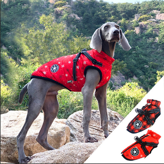 Stylish, reflective, warm dog coat, available in 3 stunning designs.  The dog coat is made from waterproof fabric, with a warm polar fleece lining and a reflective strip, to keep your dog dry, warm and visible.