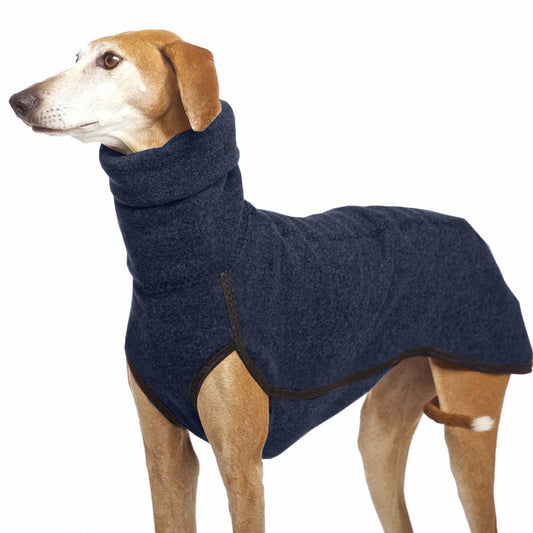 Keep your dog cosy and warm with this gorgeous, stylish, high necked, fleece dog coat.